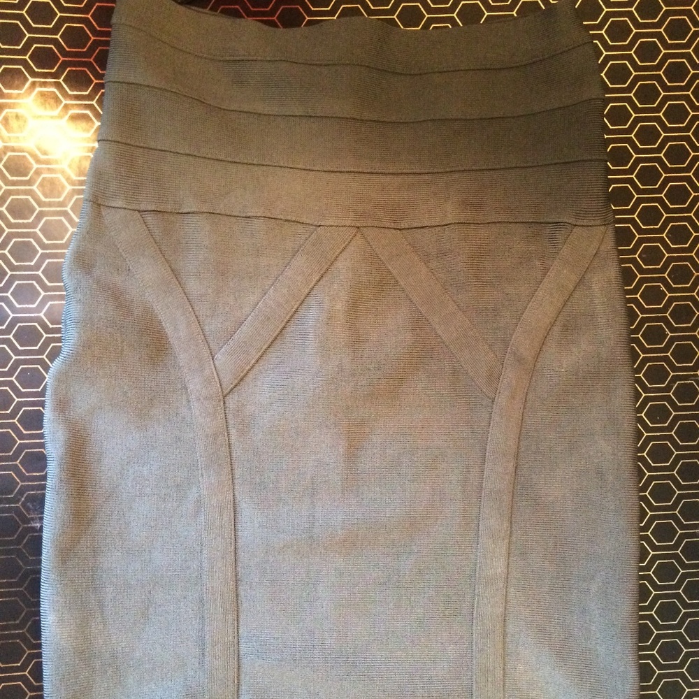 Bebe High Waist Dusty Olive Bandage Skirt M